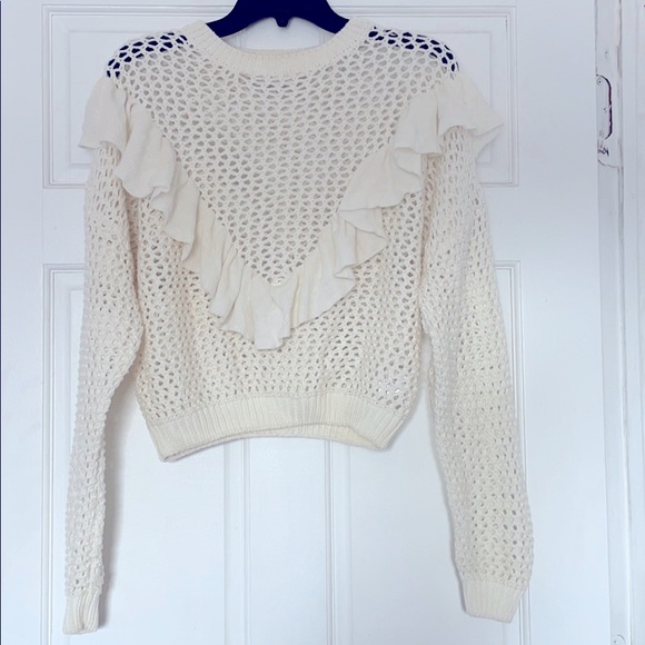 Open-Knit Ruffle Sweater, Sz M - Picture 2 of 4